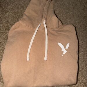American Eagle Tan Hoodie with White Logo